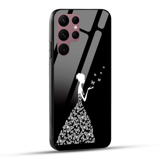 Samsung Galaxy S22 Ultra 5G Back Cover Butterfly Girl Printed Glass Case