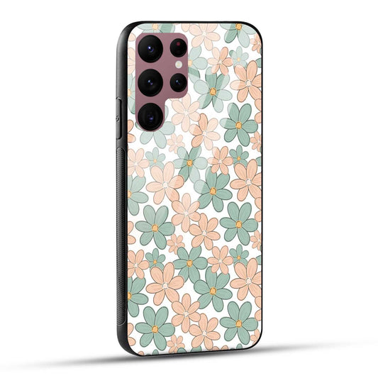 Samsung Galaxy S22 Ultra 5G Back Cover Aesthetic Flowers Printed Glass Case