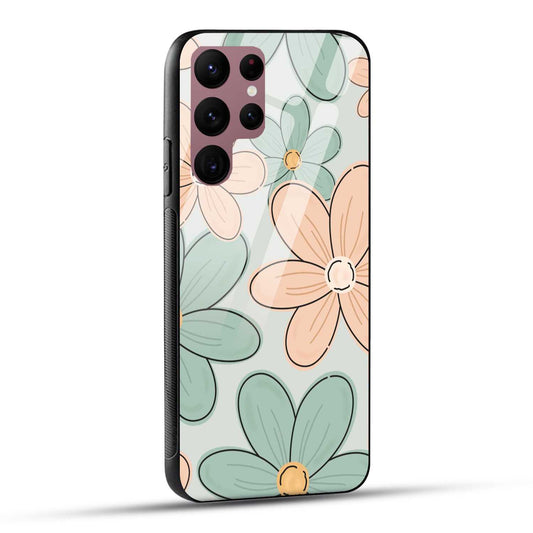 Samsung Galaxy S22 Ultra 5G Back Cover Aesthetic Flower Printed Glass Case