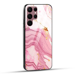 Samsung Galaxy S22 Ultra 5G Back Cover Pink Marble Printed Glass Case
