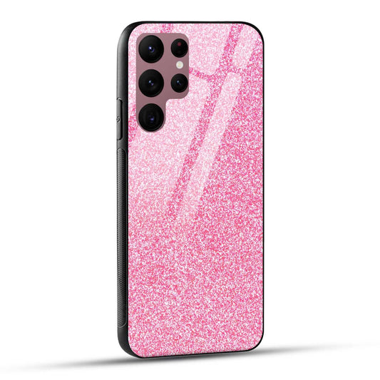 Samsung Galaxy S22 Ultra 5G Back Cover Pink Glitter Printed Glass Case