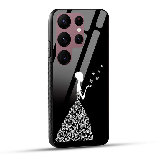 Samsung Galaxy S23 Ultra 5G Back Cover Butterfly Girl Printed Glass Case