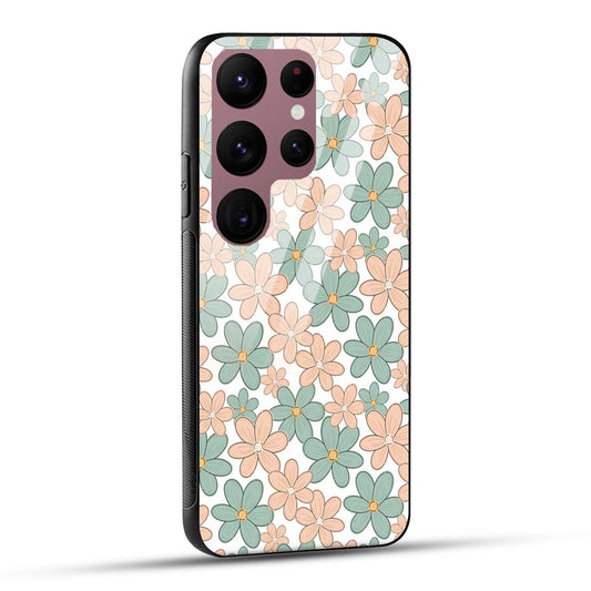 Samsung Galaxy S23 Ultra 5G Back Cover Aesthetic Flowers Printed Glass Case