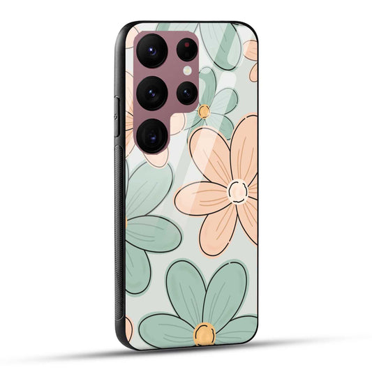 Samsung Galaxy S23 Ultra 5G Back Cover Aesthetic Flower Printed Glass Case