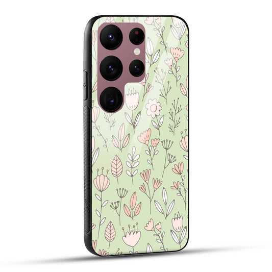 Samsung Galaxy S23 Ultra 5G Back Cover Flower Art Printed Glass Case