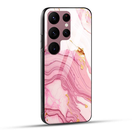 Samsung Galaxy S23 Ultra 5G Back Cover Pink Marble Printed Glass Case
