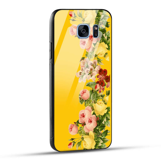 Samsung Galaxy S7 Edge Back Cover Yellow Flowers Printed Glass Case