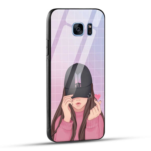 Samsung Galaxy S7 Edge Back Cover Cap Girl Printed Glass Case