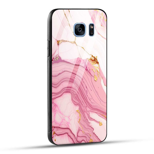 Samsung Galaxy S7 Edge Back Cover Pink Marble Printed Glass Case