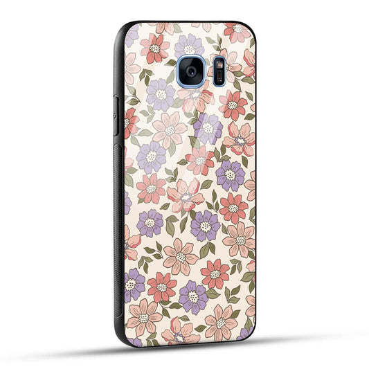 Samsung Galaxy S7 Edge Back Cover Flowers In Retro  Printed Glass Case