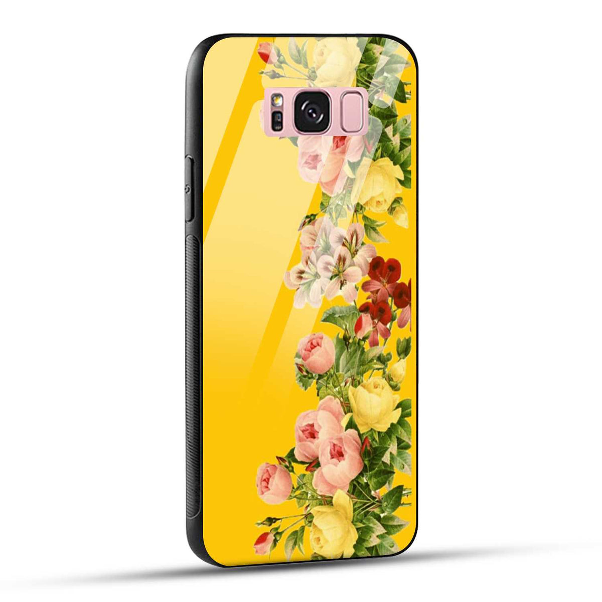 Samsung Galaxy S8 Plus Back Cover Yellow Flowers Printed Glass Case