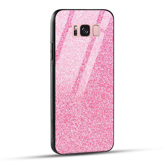 Samsung Galaxy S8 Plus Back Cover Pink Glitter Printed Glass Case