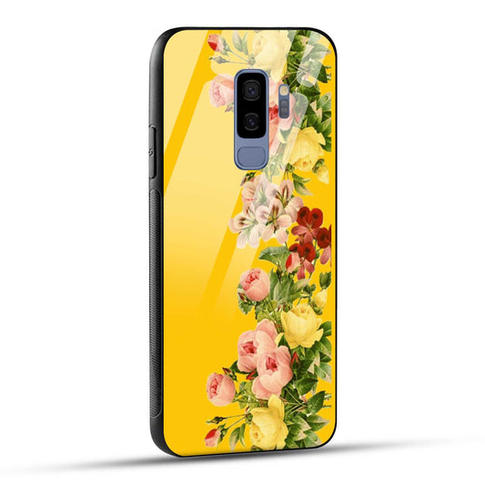 Samsung Galaxy S9 Plus Back Cover Yellow Flowers Printed Glass Case