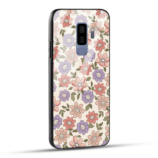 Samsung Galaxy S9 Plus Back Cover Flowers In Retro  Printed Glass Case