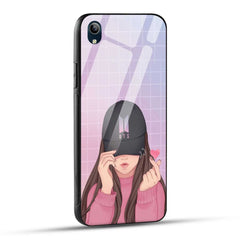 VIVO Y1s Back Cover Cap Girl Printed Glass Case