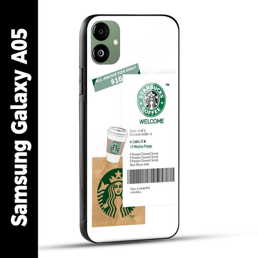 Samsung Galaxy A05 Back Cover Starbucks Coffee Welcome Printed Glass Case