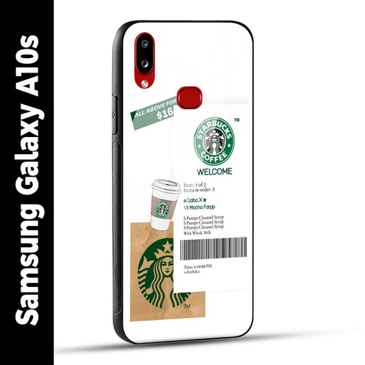 Samsung Galaxy A10s Back Cover Starbucks Coffee Welcome Printed Glass Case