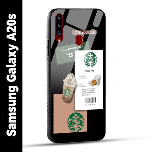 Samsung Galaxy A20s Back Cover Starbucks Coffee Love Yourself Printed Glass Case
