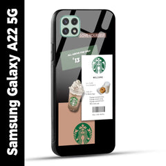 Samsung Galaxy A22 5G Back Cover Starbucks Coffee Love Yourself Printed Glass Case