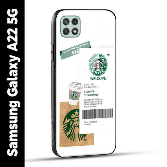 Samsung Galaxy A22 5G Back Cover Starbucks Coffee Welcome Printed Glass Case