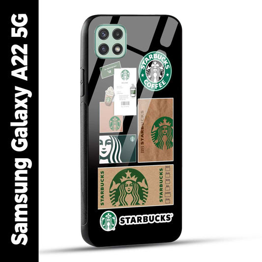 Samsung Galaxy A22 5G Back Cover Starbucks Filter Coffee Printed Glass Case