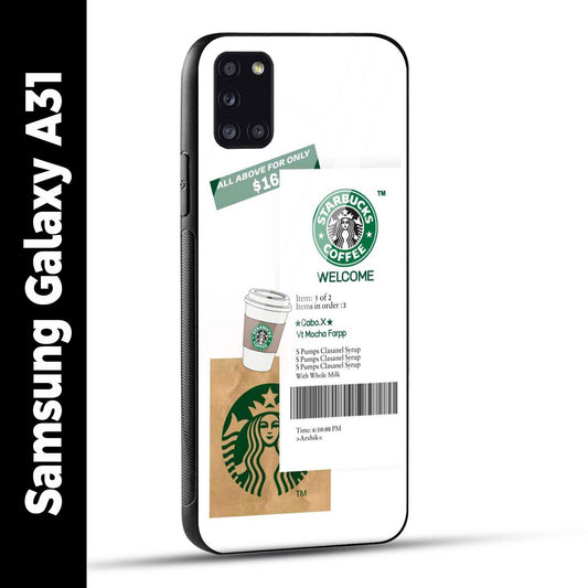 Samsung Galaxy A31 Back Cover Starbucks Coffee Welcome Printed Glass Case
