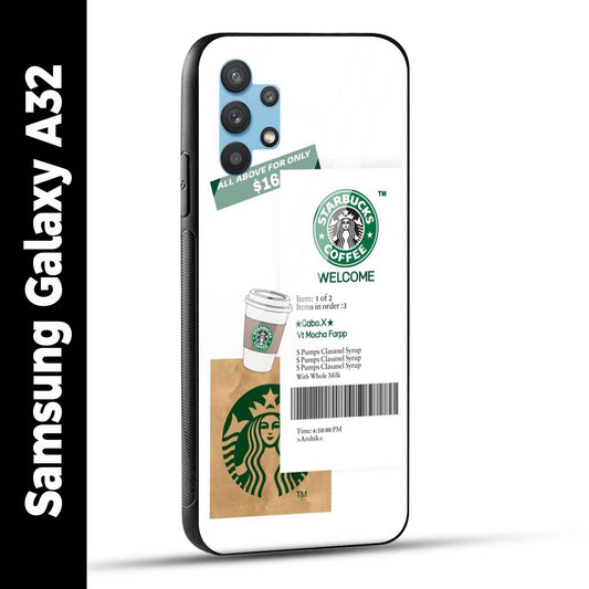 Samsung Galaxy A32 Back Cover Starbucks Coffee Welcome Printed Glass Case