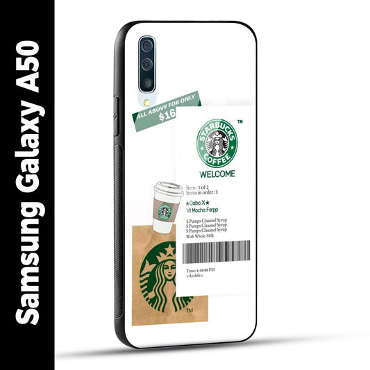 Samsung Galaxy A50 Back Cover Starbucks Coffee Welcome Printed Glass Case