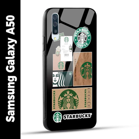 Samsung Galaxy A50 Back Cover Starbucks Filter Coffee Printed Glass Case