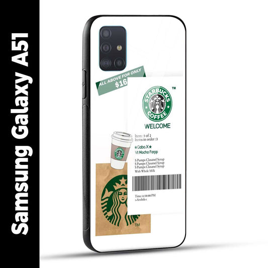 Samsung Galaxy A51 Back Cover Starbucks Coffee Welcome Printed Glass Case