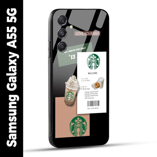 Samsung Galaxy A55 5G Back Cover Starbucks Coffee Love Yourself Printed Glass Case