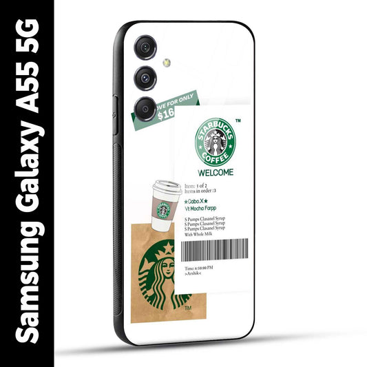 Samsung Galaxy A55 5G Back Cover Starbucks Coffee Welcome Printed Glass Case