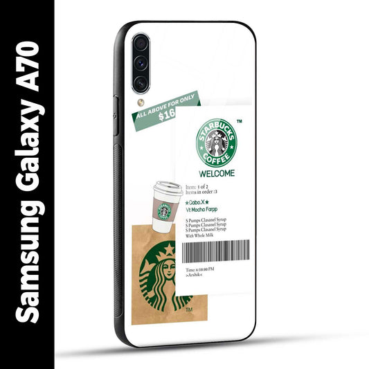 Samsung Galaxy A70 Back Cover Starbucks Coffee Welcome Printed Glass Case