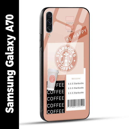 Samsung Galaxy A70 Back Cover Starbucks Coffee Happy Printed Glass Case