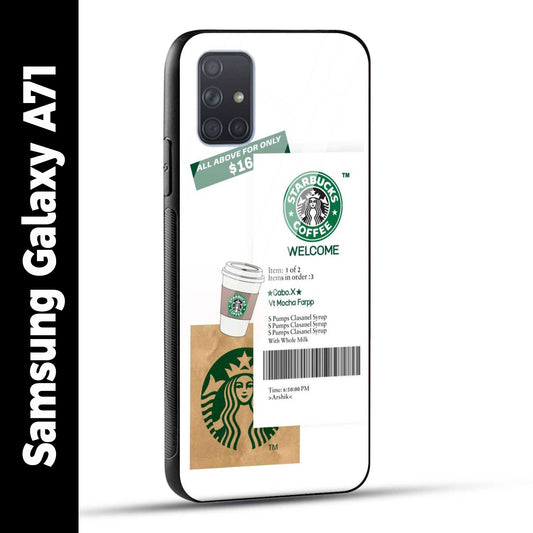 Samsung Galaxy A71 Back Cover Starbucks Coffee Welcome Printed Glass Case