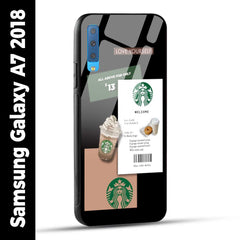 Samsung Galaxy A7 2018 Back Cover Starbucks Coffee Love Yourself Printed Glass Case