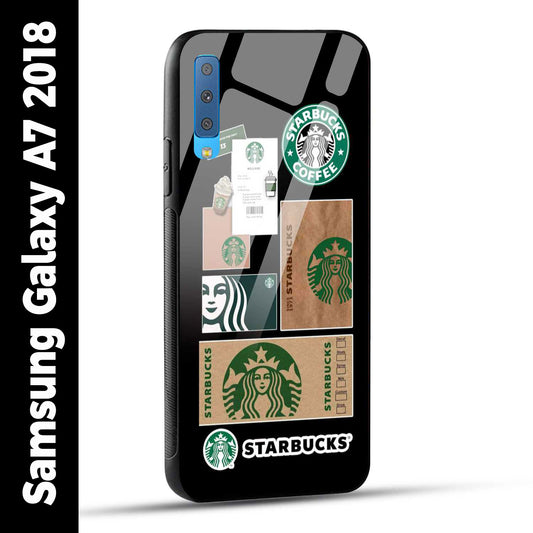 Samsung Galaxy A7 2018 Back Cover Starbucks Filter Coffee Printed Glass Case