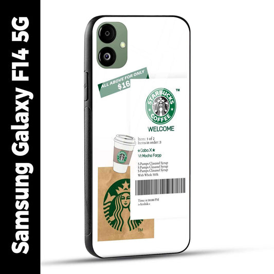 Samsung Galaxy F14 5G Back Cover Starbucks Coffee Welcome Printed Glass Case