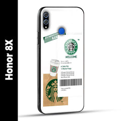 Honor 8X Back Cover Starbucks Coffee Welcome Printed Glass Case