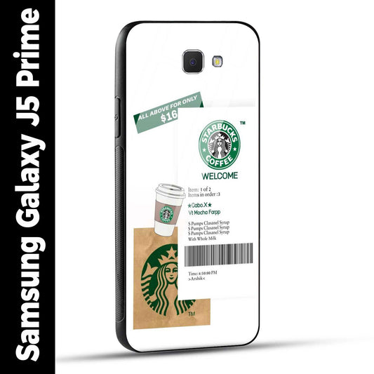 Samsung Galaxy J5 Prime Back Cover Starbucks Coffee Welcome Printed Glass Case