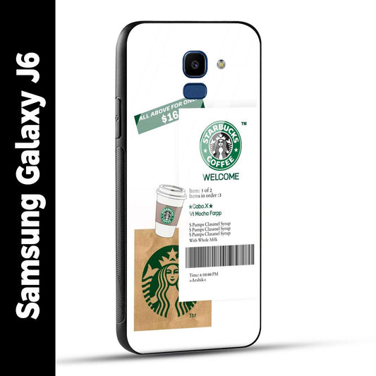 Samsung Galaxy J6 Back Cover Starbucks Coffee Welcome Printed Glass Case