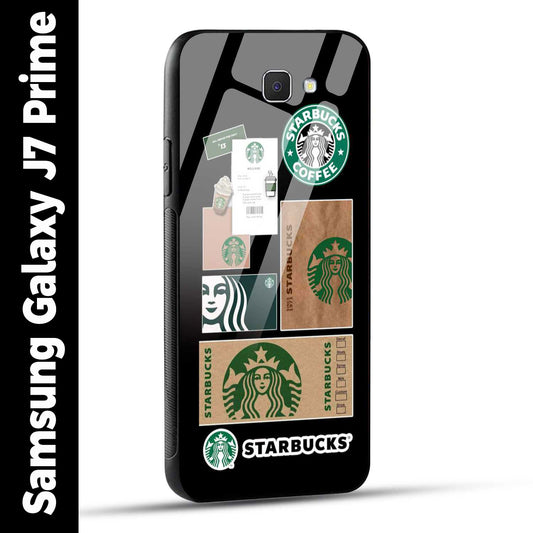 Samsung Galaxy J7 Prime Back Cover Starbucks Filter Coffee Printed Glass Case