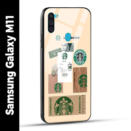 Samsung Galaxy M11 Back Cover Starbucks Coffee Printed Glass Case