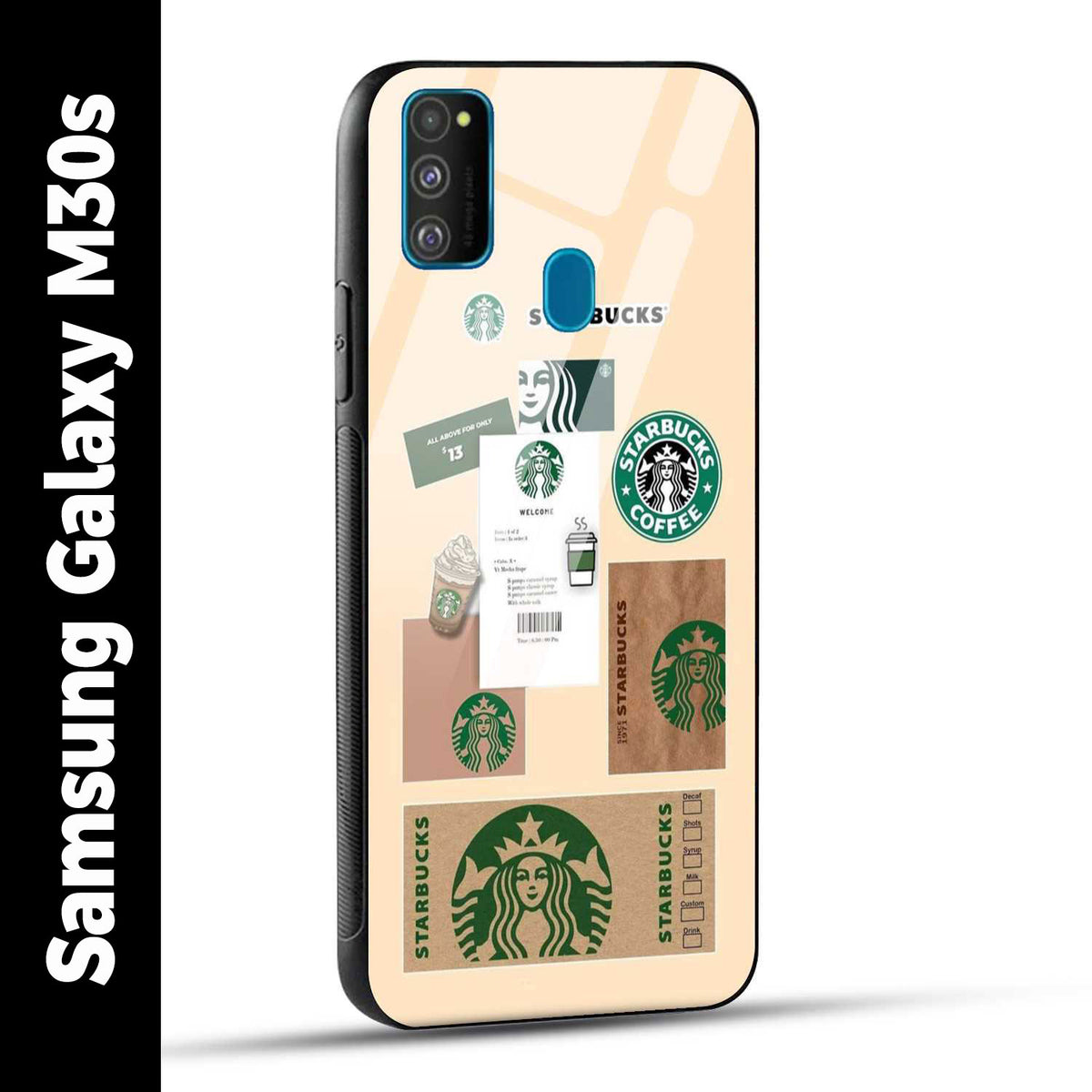 Samsung Galaxy M30s Back Cover Starbucks Coffee Printed Glass Case