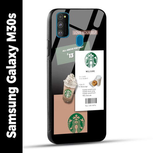 Samsung Galaxy M30s Back Cover Starbucks Coffee Love Yourself Printed Glass Case