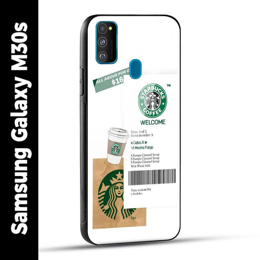 Samsung Galaxy M30s Back Cover Starbucks Coffee Welcome Printed Glass Case