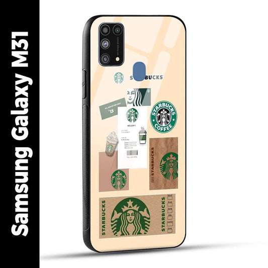 Samsung Galaxy M31 Back Cover Starbucks Coffee Printed Glass Case