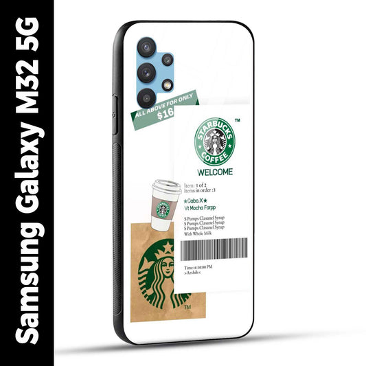 Samsung Galaxy M32 5G Back Cover Starbucks Coffee Welcome Printed Glass Case