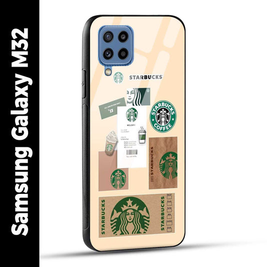Samsung Galaxy M32 Back Cover Starbucks Coffee Printed Glass Case