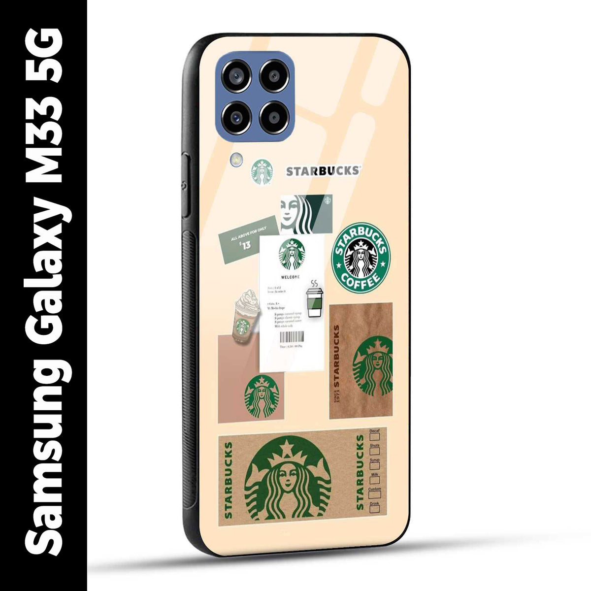 Samsung Galaxy M33 5G Back Cover Starbucks Coffee Printed Glass Case